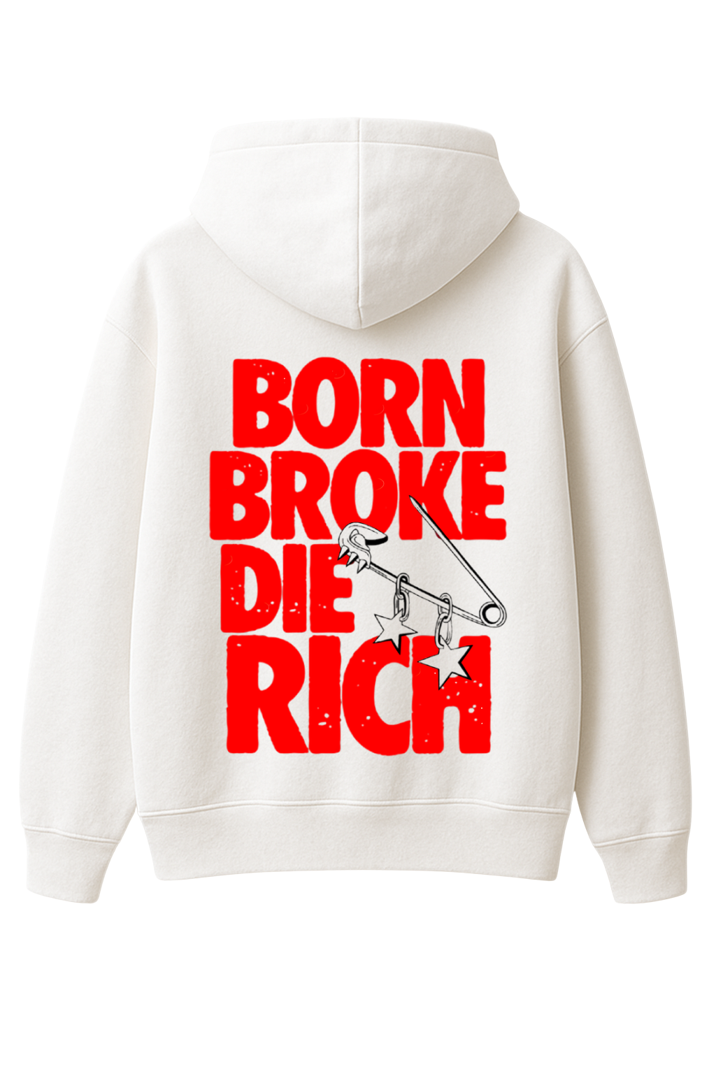 Born Broke Die Rich Oversized Hoodie White