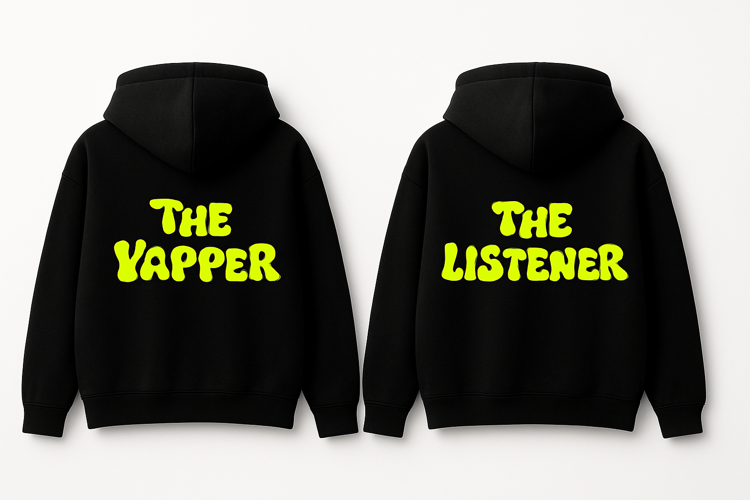 The Yapper The Listener Black Oversized Hoodie